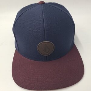 Volcom Hat Snapback Blue Maroon Flat Brim Skate Skateboard Surf Casual Wear Men